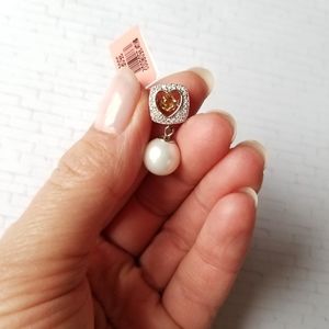 NWT Dancing Citrine Pendant with Pearl and CZ Halo